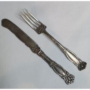 Wm. A. Rogers A1 Silver Plated Utensil Vintage Fork Knife Set Heritage Pattern